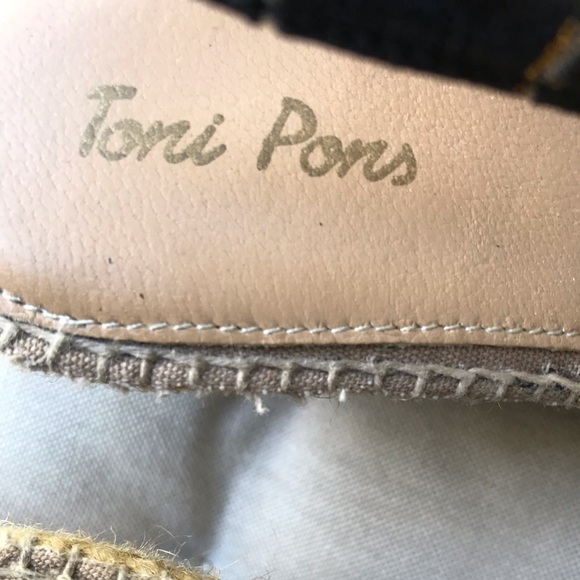 TONI PONS Striped Back Strap Cotton Canvas Open Toe Wedge Espadrilles CALPE 9.5 - Picture 4 of 13